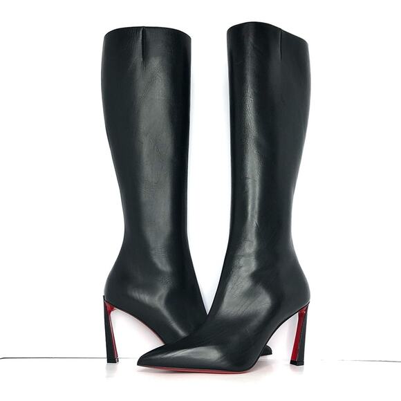NEW Christian Louboutin Condora Botta 85 Black Knee High Pointed Toe Boots 37 - Picture 2 of 10